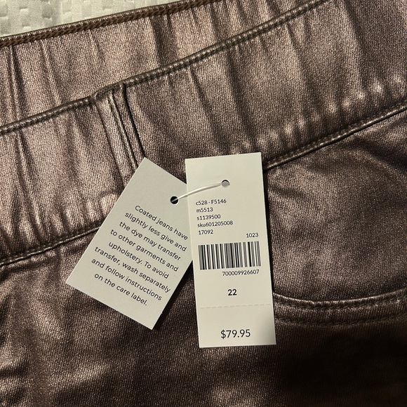 Pull on high rise coated metallic jeggings - Picture 5 of 6